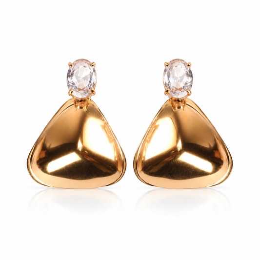 Vintage Century Triangle Gold Tone Stud Earrings