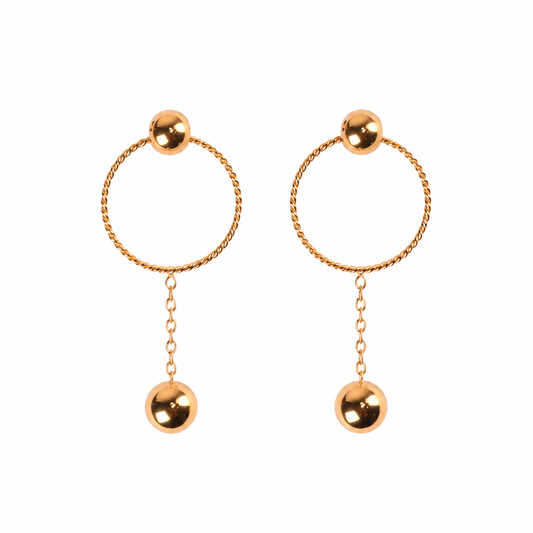 Versatile Dangle Hoop Earrings - Gold Balls