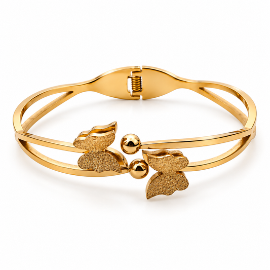 Golden Flutter Duo Butterfly Bangle