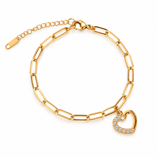 Golden Heart Link Bracelet