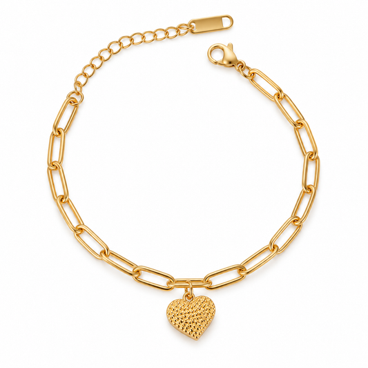 Golden Heart Charm Bracelet