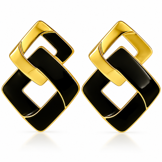 Women’s Black & Gold Geometric Statement Earrings