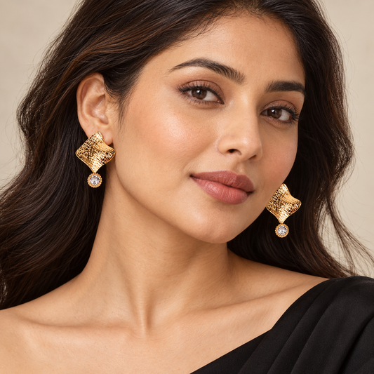 Square Crease Stud Earrings