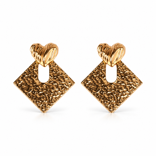 Square Cut Origami Clip Earrings
