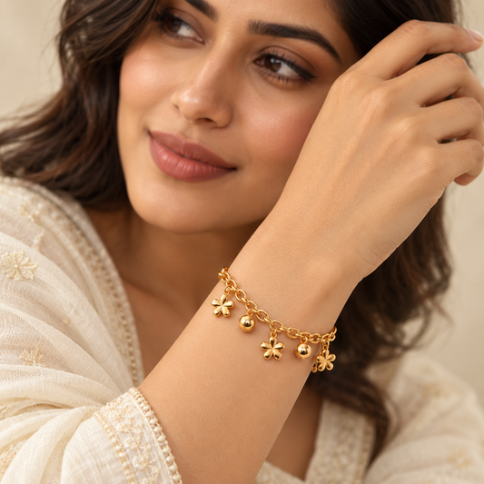 Golden Blossom Charm Bracelet