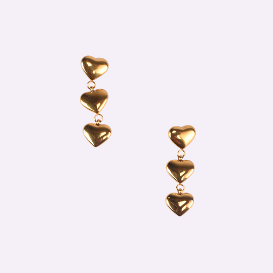 Triple Hearts Dangler Design Earrings