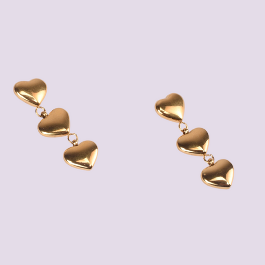Triple Hearts Dangler Design Earrings