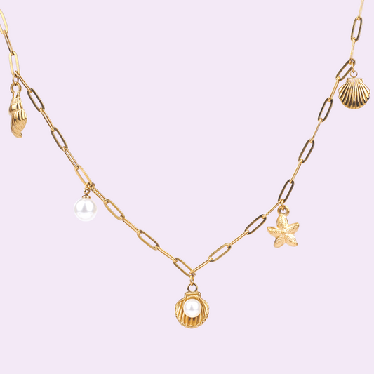 Golden Shoreline Charm Pendant Necklace