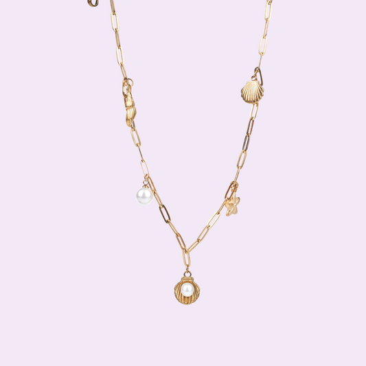 Golden Shoreline Charm Pendant Necklace