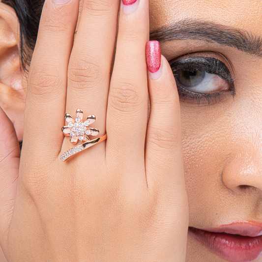 Petal Whirl Crystal Ring