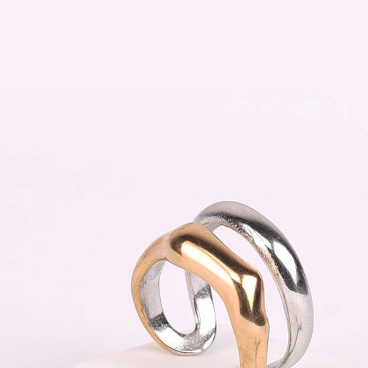 Twisted Silver Gold Tone Ring