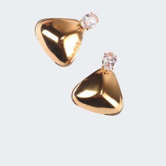 Vintage Century Triangle Gold Tone Stud Earrings