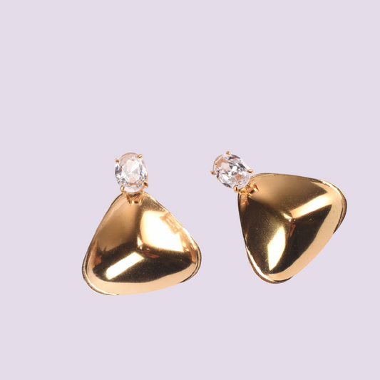 Vintage Century Triangle Gold Tone Stud Earrings