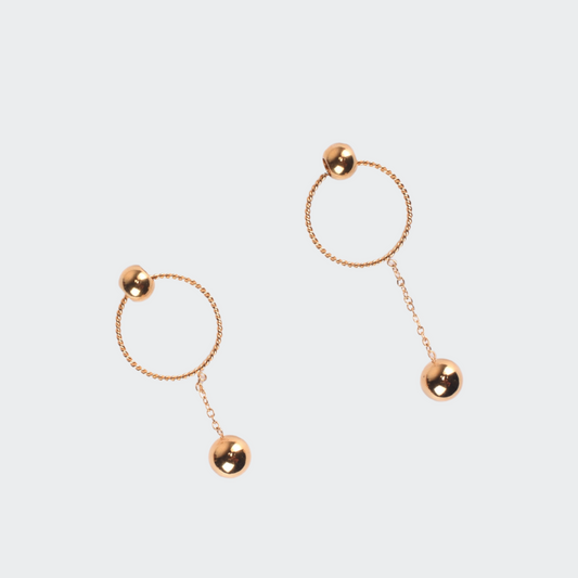 Versatile Dangle Hoop Earrings - Gold Balls