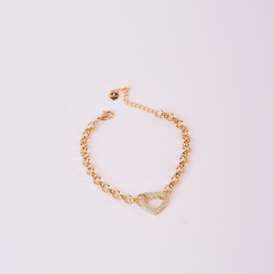 Golden Heart Charm Bracelet