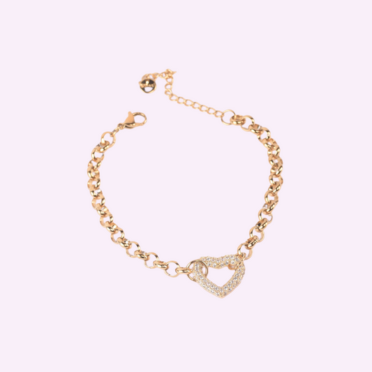 Golden Heart Charm Bracelet