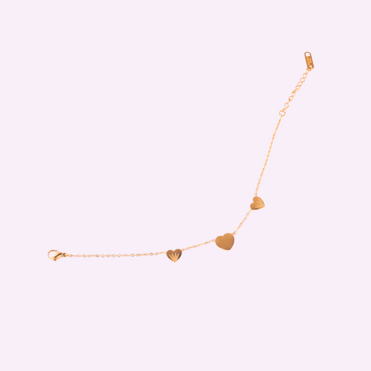 Triple Heart Dainty Gold Bracelet