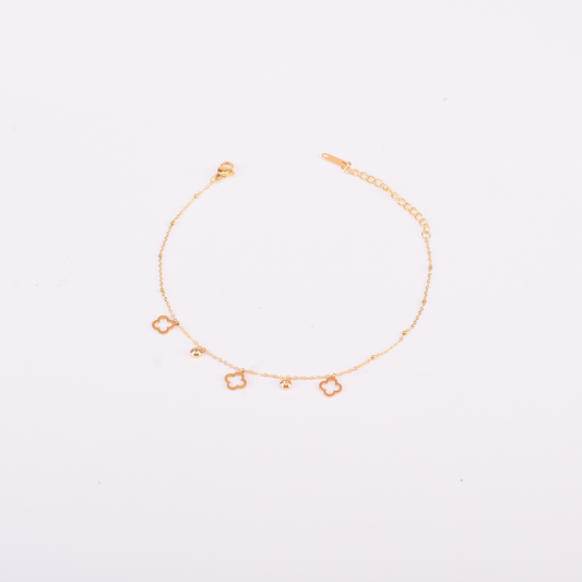 Golden Clover Charm Anklet
