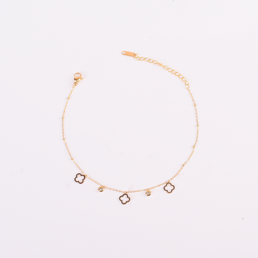 Golden Clover Charm Anklet