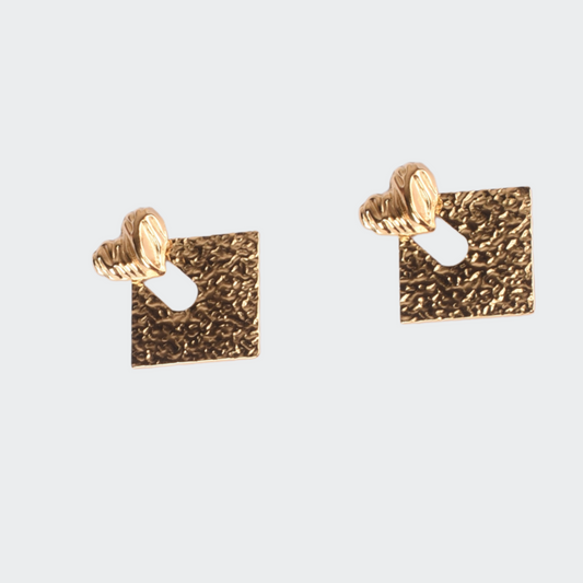 Square Cut Origami Clip Earrings