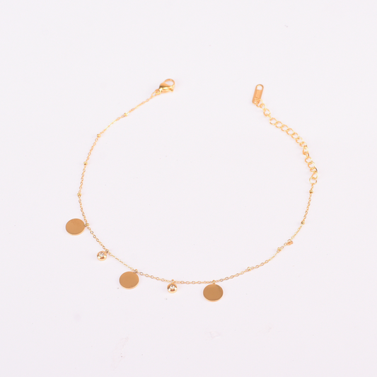 Golden Dusk Disc Charm Anklet
