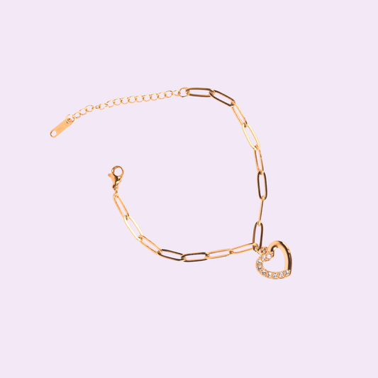Golden Heart Link Bracelet