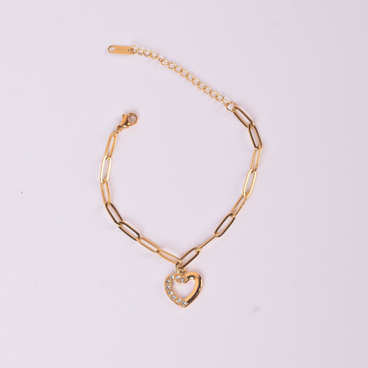 Golden Heart Link Bracelet