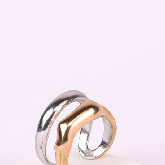 Twisted Silver Gold Tone Ring