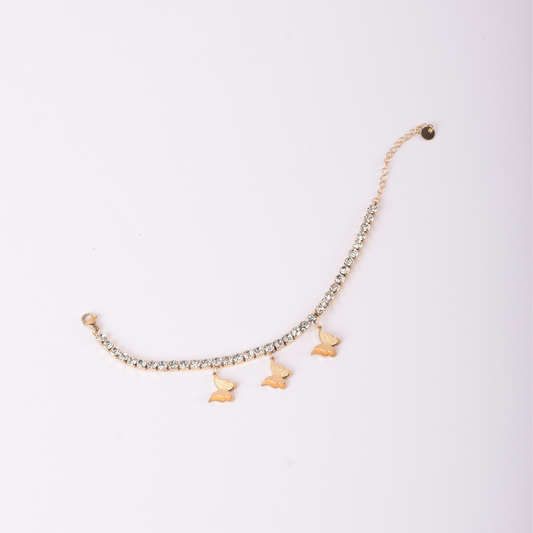 Gold-Plated Butterfly Stone Bracelet