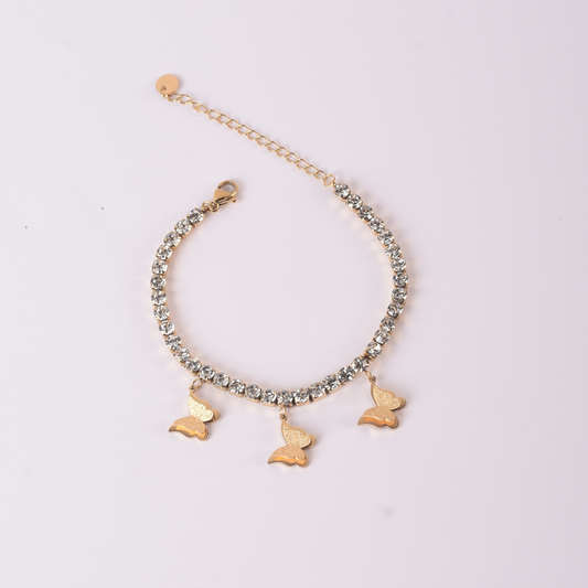 Gold-Plated Butterfly Stone Bracelet