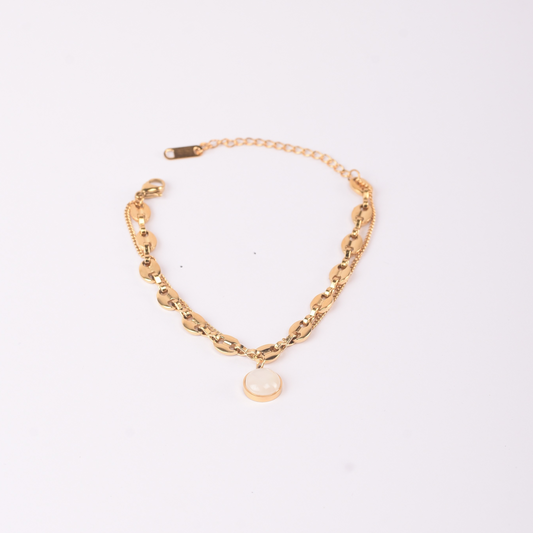 Pearl Disc Link Bracelet