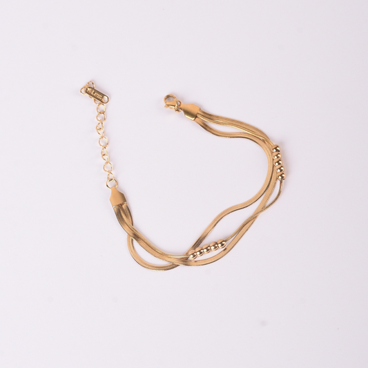 Triple Strand Gold Snake Chain Bracelet