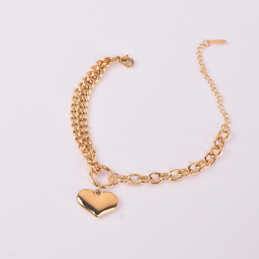 Gold Plated Hanging Heart Bracelet