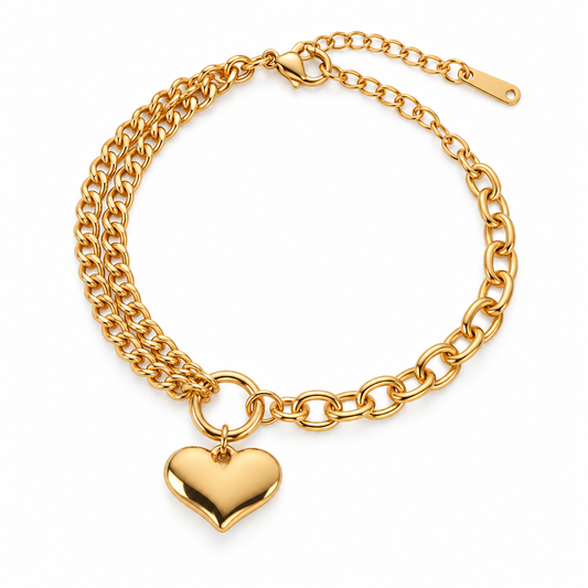 Gold Plated Hanging Heart Bracelet