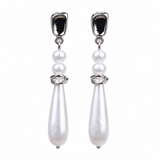 Silver Pearl Rainfall Earrings