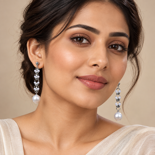 Silver Starlit Grace Drops Earrings