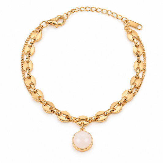 Pearl Disc Link Bracelet