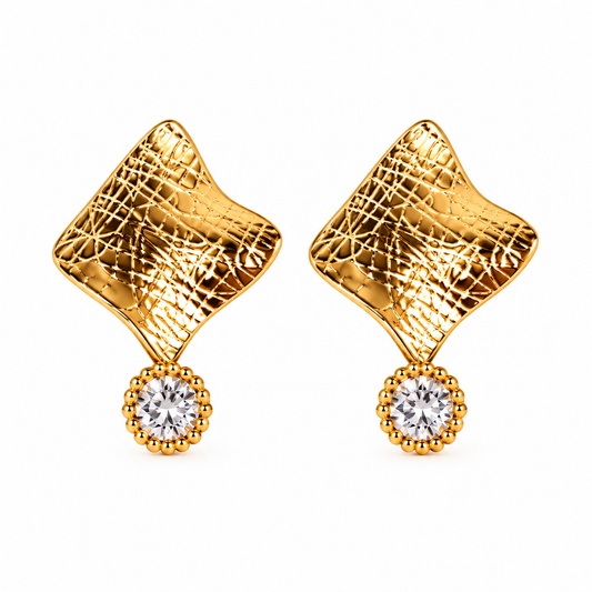 Square Crease Stud Earrings