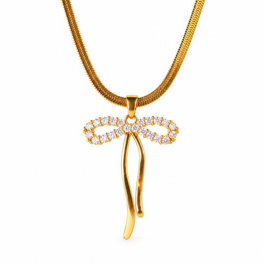Twinkle Bow Crystal Pendant Necklace