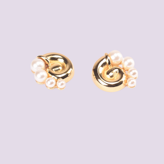 Vintage Snail Pearl Earrings