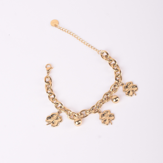 Lucky Clover Charm Bracelet - Gold Plated