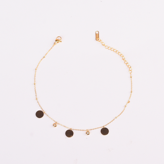 Golden Dusk Disc Charm Anklet