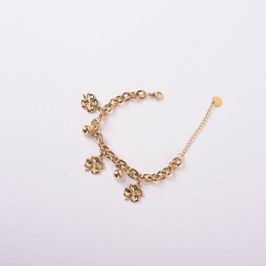 Lucky Clover Charm Bracelet - Gold Plated